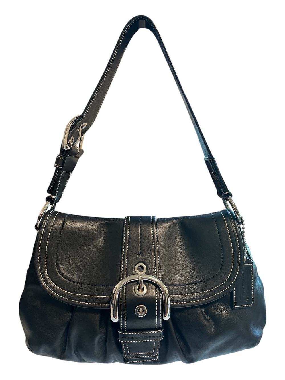 Coach Y2K Black  Soho pleated Leather Shoulder Bag with Buckle